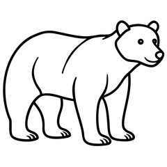 Bear Standing Line Art Vector Minimalist Wildlife Illustration