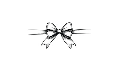 Elegant decorative bow ribbon sketch. Vector retro hand drawn illustration