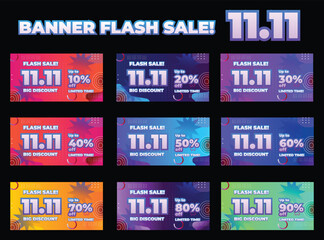 Modern Flash Sale Banner Template for 11.11 Big Discount Shopping Promotion