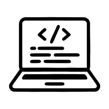 Laptop with Code Symbol Icon: Representing Software Development, Web Engineering, Mobile App Creation, and Digital Innovation. Ideal for Aspiring Programmers, IT Professionals, and Tech Students learn