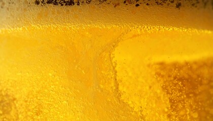 Close-up of a frothy, golden liquid