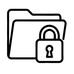 Secured Folder and Padlock Icon for Data Protection, Confidentiality, Privacy. Represents Restricted Access, Encrypted Files, Cybersecurity for Sensitive Digital Documents and Information.