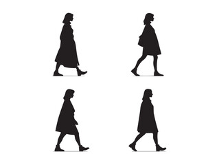 Elegant Walking Woman Icon in Classic Silhouette Vector Design