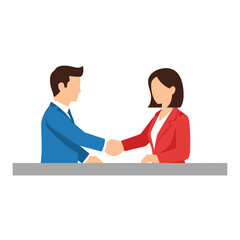 Fototapeta premium Business Team Collaboration, Partnering Success, Office Setting, Vector Illustration, Professional Environment, Engaged Viewpoint, Teamwork Concept
