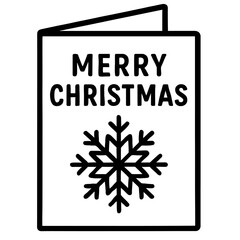 Festive Merry Christmas Greeting Card Icon with a Classic Snowflake Design in Simple Bold Outline Style, Perfect for Holiday Season Celebrations, Digital Projects, and Traditional Winter Wish Vector I