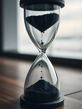 Black sand hourglass, A metaphor for fleeting time and enigmatic fate