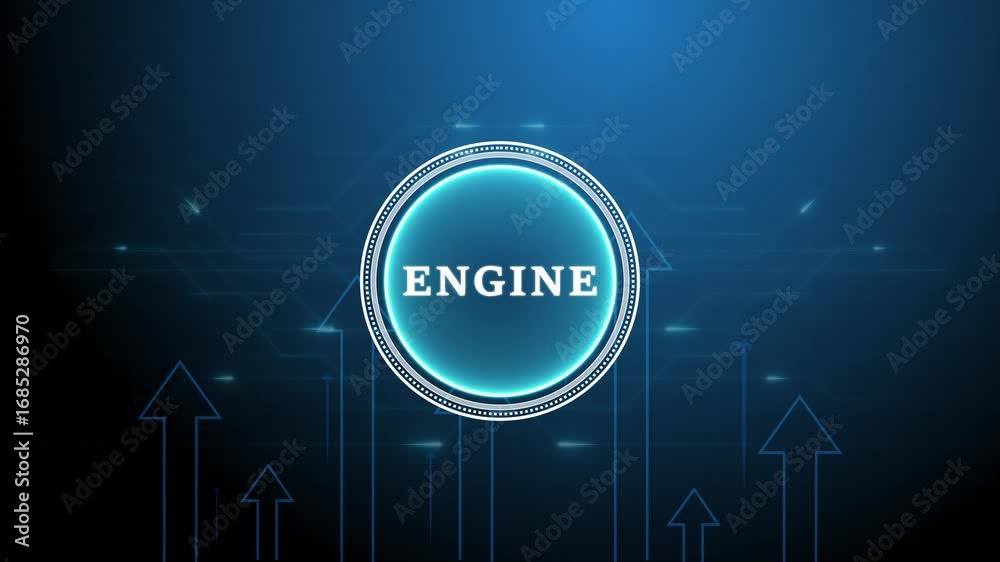 Wall mural engine optimization. seo concept head up display (hud ui) panel and futuristic technology background
