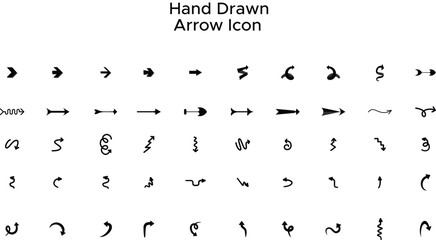 Black editable hand-drawn bold arrows. Doodle curved. Double shade design elements and scribble lines.