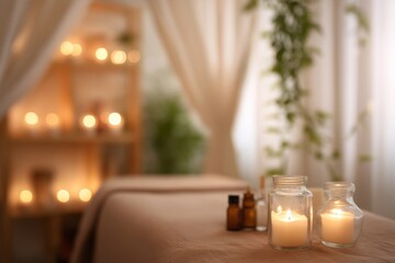 spa massage table copy space banner