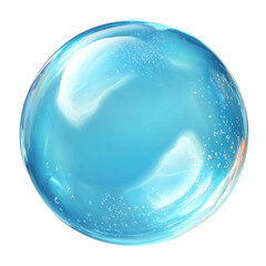 Transparent Blue Soap Bubble with Reflections and Air Bubbles
