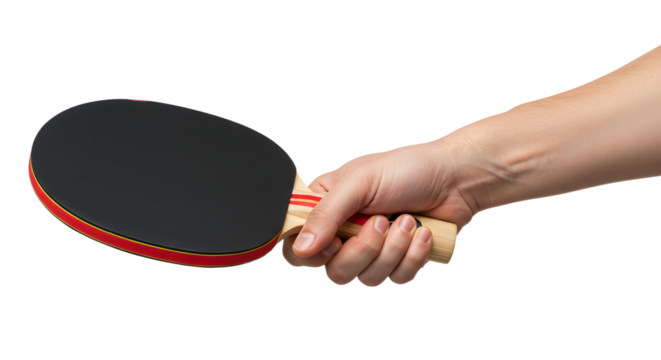 Holding ping pong paddle with the human hand for game