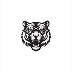 Tiger head vector illustration isolated on white background in black color