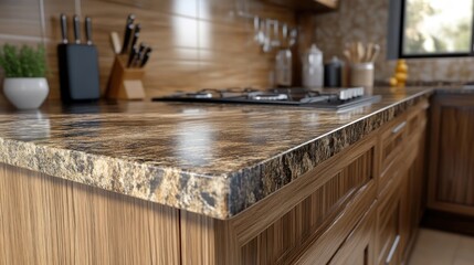 Wood kitchen with granite countertop