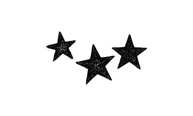Obraz premium Sketchy black stars on white background: trio of hand-drawn illustrations. Vector retro hand drawn illustration