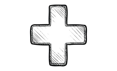 Obraz premium Hand-drawn sketch of cross symbol. Vector retro hand drawn illustration