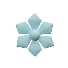 3d shuriken snowflake. Meteorology realistic element. Vector symbol of cold, frost. Design element for winter season. Hexagon shape crystal in clay, plastic style