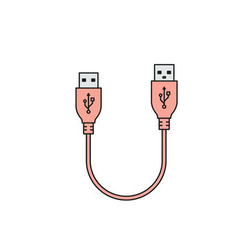 Orange USB A to USB A Extension Cable for Connecting Devices and Data Transferring