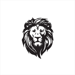 Fototapeta premium Silhouette of a lion head isolated on white background