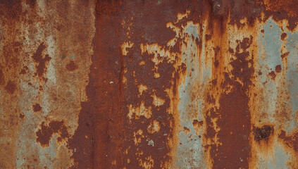 Naklejka premium Rusty Metal Texture with Peeling Paint for Industrial Backgrounds