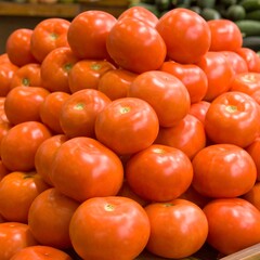 Ripe, plump tomatoes piled high