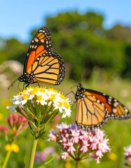 Obraz premium Two butterflies on a flower