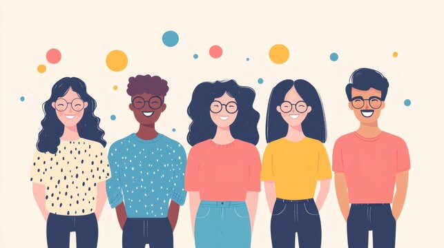 Diverse group of students smiling together, promoting education and inclusivity