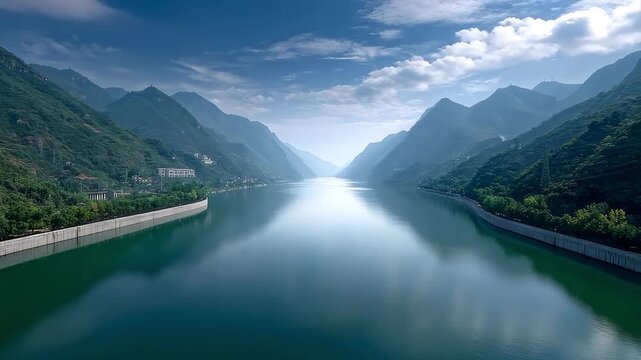 Magnificent Mountains and Rivers Reflecting Like a Picturesque Landscape