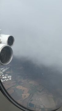 View from a plane window approaching Birmingham in autumn.