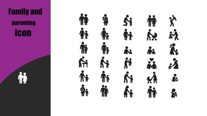 Family and parenting  icon set