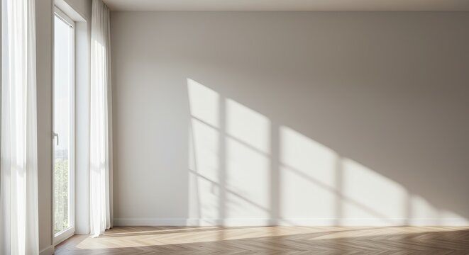 Bright spacious room with natural light creating a modern minimalist interior concept