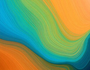 Abstract wavy lines in teal and orange