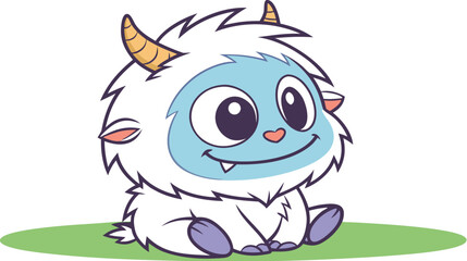 Cute Cartoon Baby Yeti Sitting Illustration