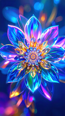 Colorful Digital Flower with Geometric Petals For Mother's Day