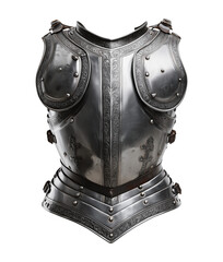 medieval steel breastplate armor isolated on white top view
