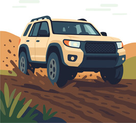 Off-road Suv Vehicle Driving on Dirt Trail