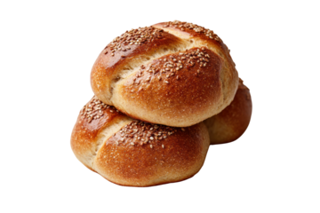 Freshly Baked Kaiser Rolls: Indulge in the appetizing allure of freshly baked kaiser rolls, their golden-brown exteriors adorned with a sprinkle of seeds.