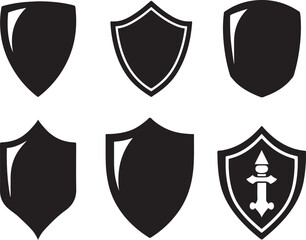 Black Shield Silhouettes for Design