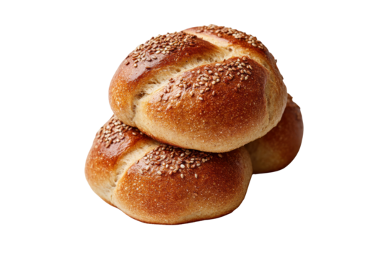 Freshly Baked Kaiser Rolls: Indulge in the appetizing allure of freshly baked kaiser rolls, their golden-brown exteriors adorned with a sprinkle of seeds.