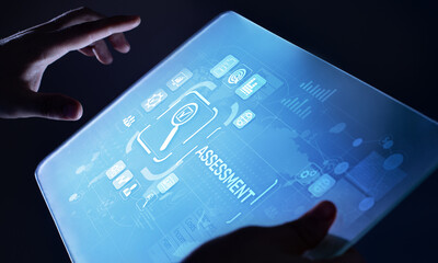 Assessment analysis Business analytics evaluation measure technology concept.