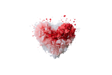 Artistic Heart of Petals: A stunningly beautiful heart, composed of delicate pink and red petals, explodes into a breathtaking display of color and texture, perfect for conveying love.