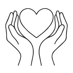 Obraz premium Vector illustration of hands holding heart for love and care symbol