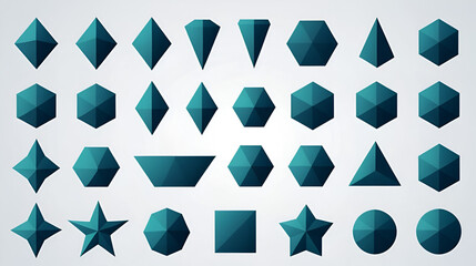 Vector basic shape collection for your design. Polygonal elements with sharp and rounded edges