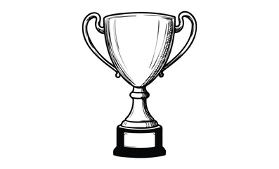 Fototapeta premium Black and white trophy illustration with engraving plate. Vector retro hand drawn illustration