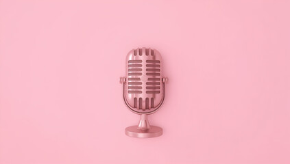 Vintage Microphone on Pink Background for Podcasts and Music Production