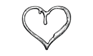 Fototapeta premium Hand-drawn dripping heart outline with textured details. Vector retro hand drawn illustration