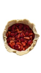 Strawberry pie on a plate without background 
