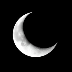 Naklejka premium Crescent moon isolated on black and white, clipping path