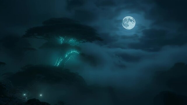 Ethereal lightning creature materializes in the clouds on a dark night