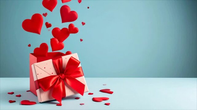 Gift box with floating hearts