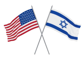 Usa and israel flags crossed friendship concept isolated on transparent background
